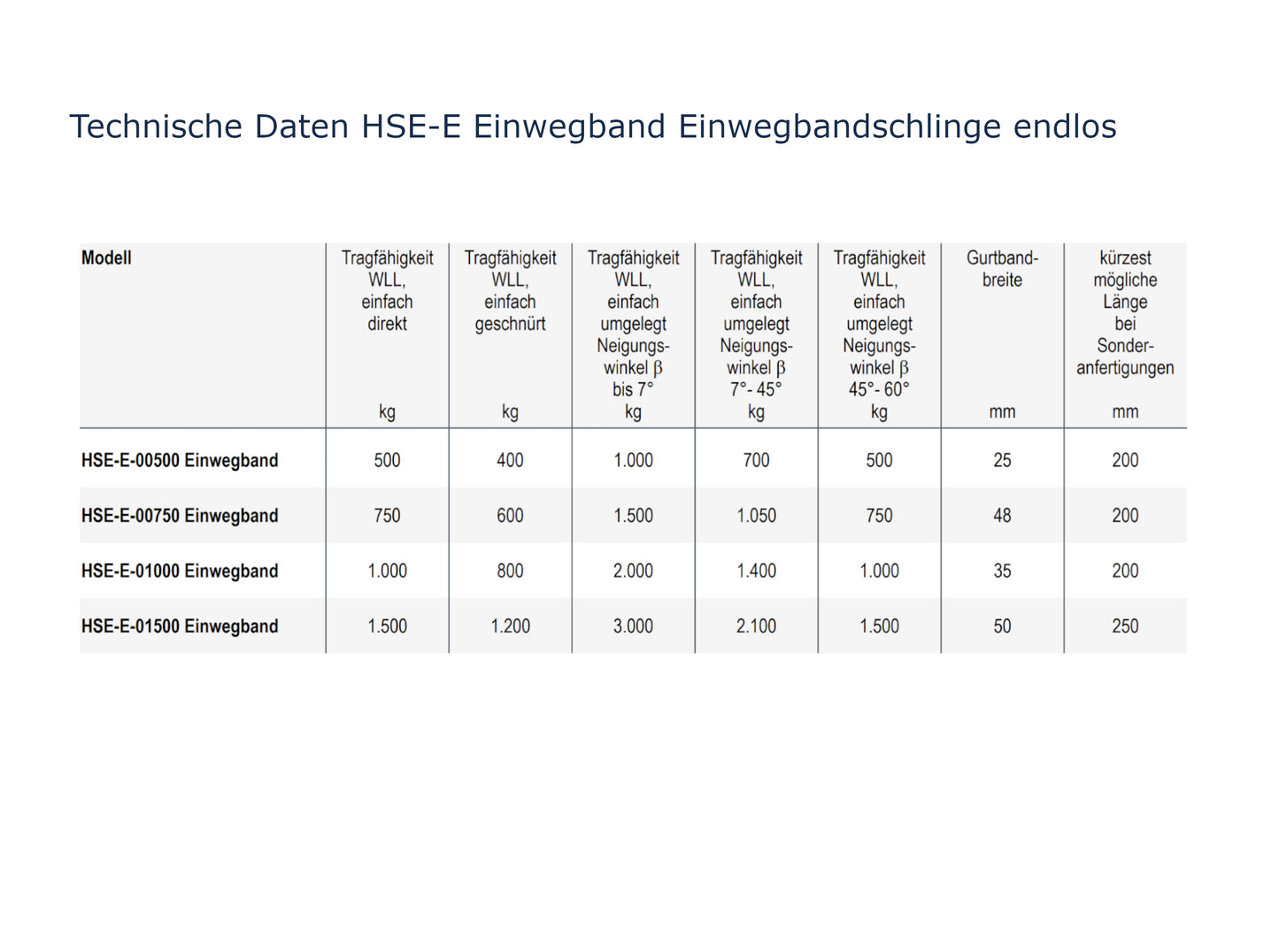 HSE-E Einwegband Einwegbandschlinge endlos, einlagig