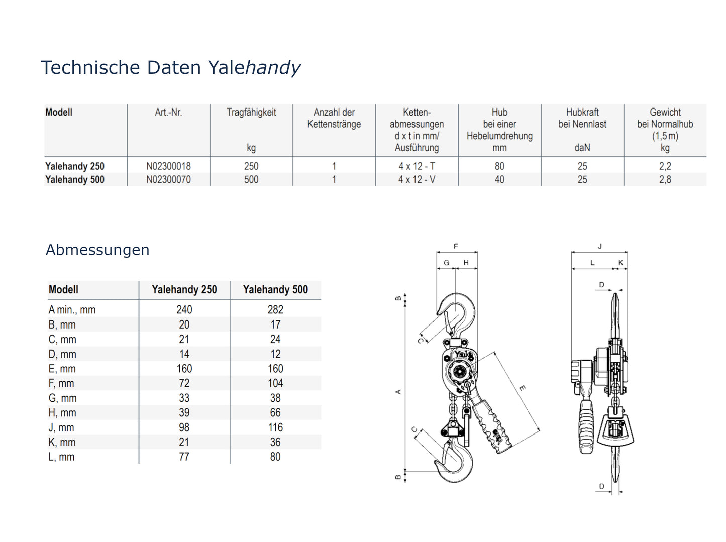 Yale Handy Handhebelzug