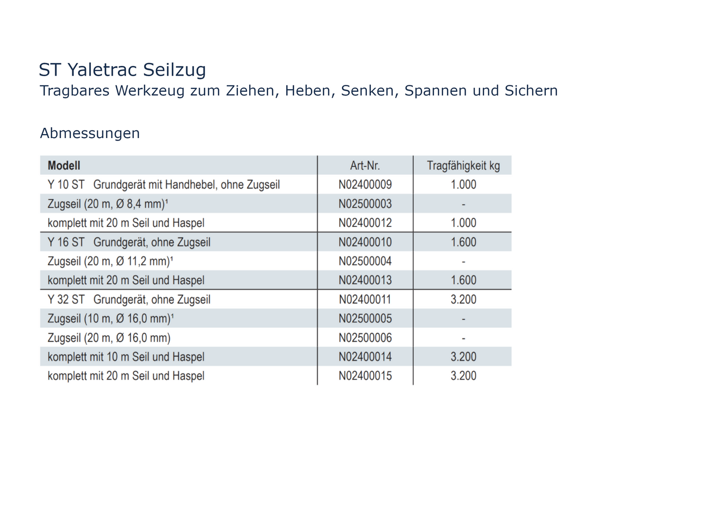 ST Yaletrac Seilzug