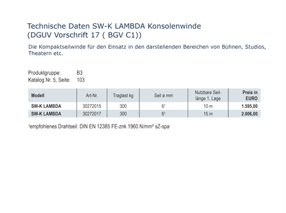 SW-K LAMBDA Konsolenwinde