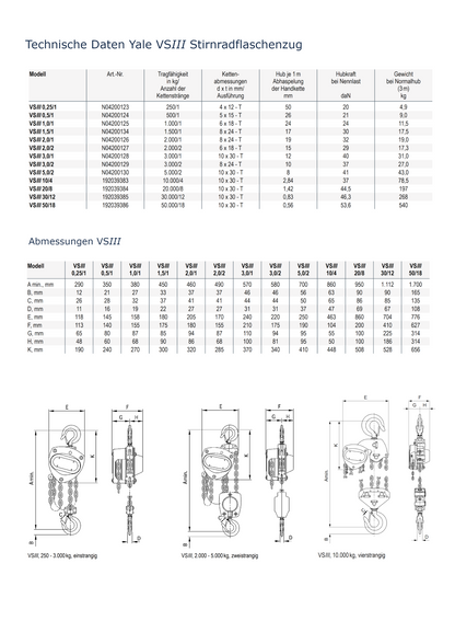 Yale VSIII Stirnradflaschenzug