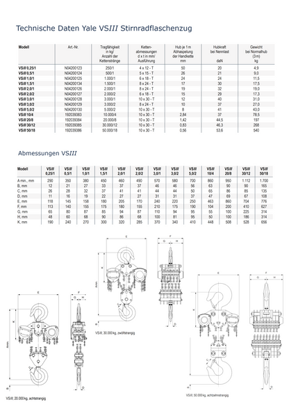 Yale VSIII Stirnradflaschenzug